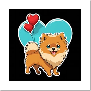 Pomeranian Heart Balloon - Valentines Day Posters and Art